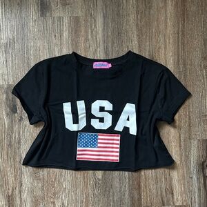 Edikted Black USA Crop Top